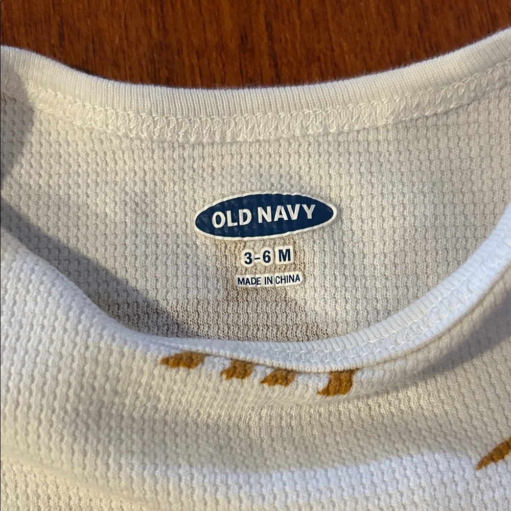 Old Navy White and Camel Colored Dinosaur Onesie - Picture 2 of 3